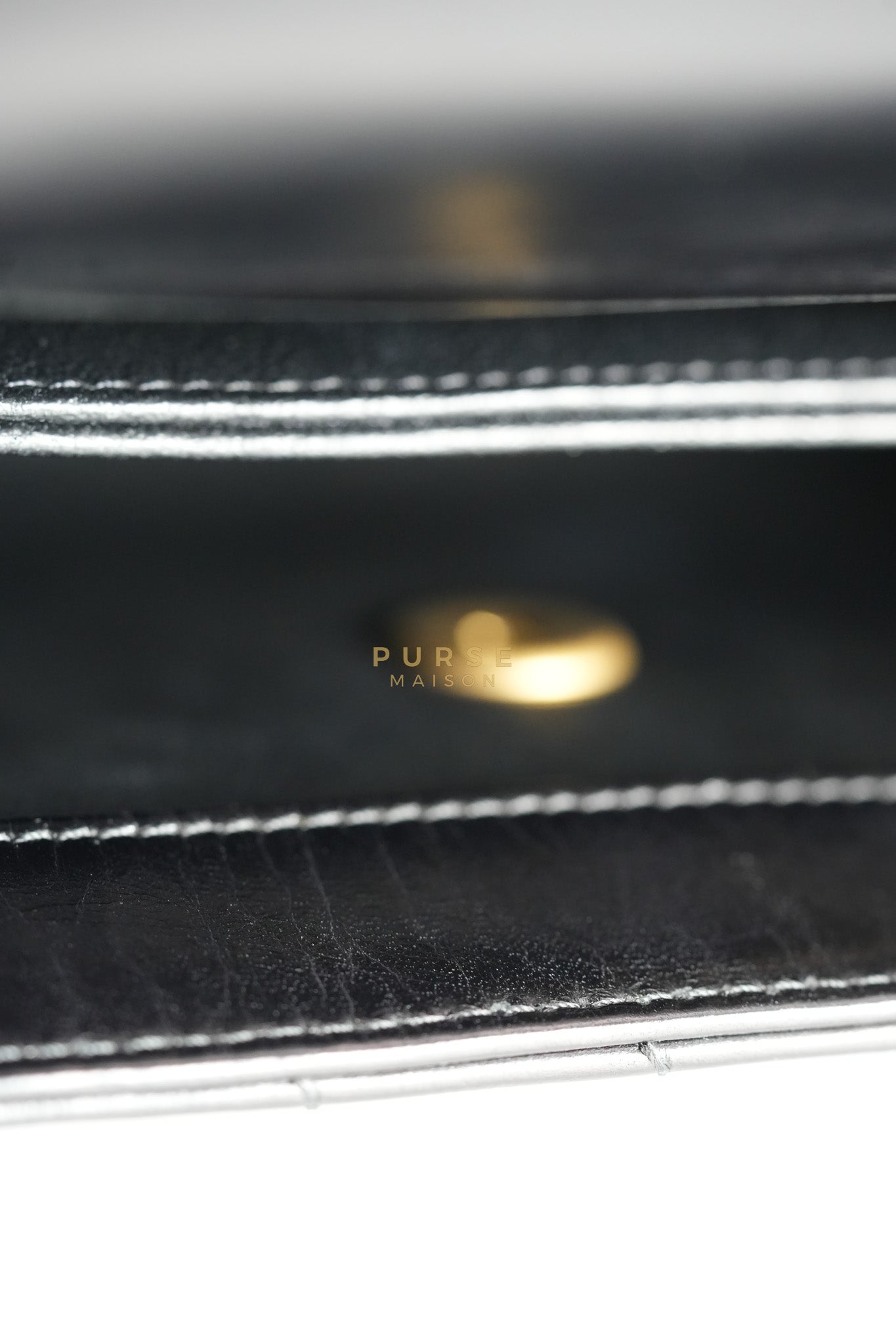 Coco Handle Small Lizard Handle Black Chevron in Shiny Calfskin and Aged Gold Hardware Series 25 | Purse Maison Luxury Bags Shop