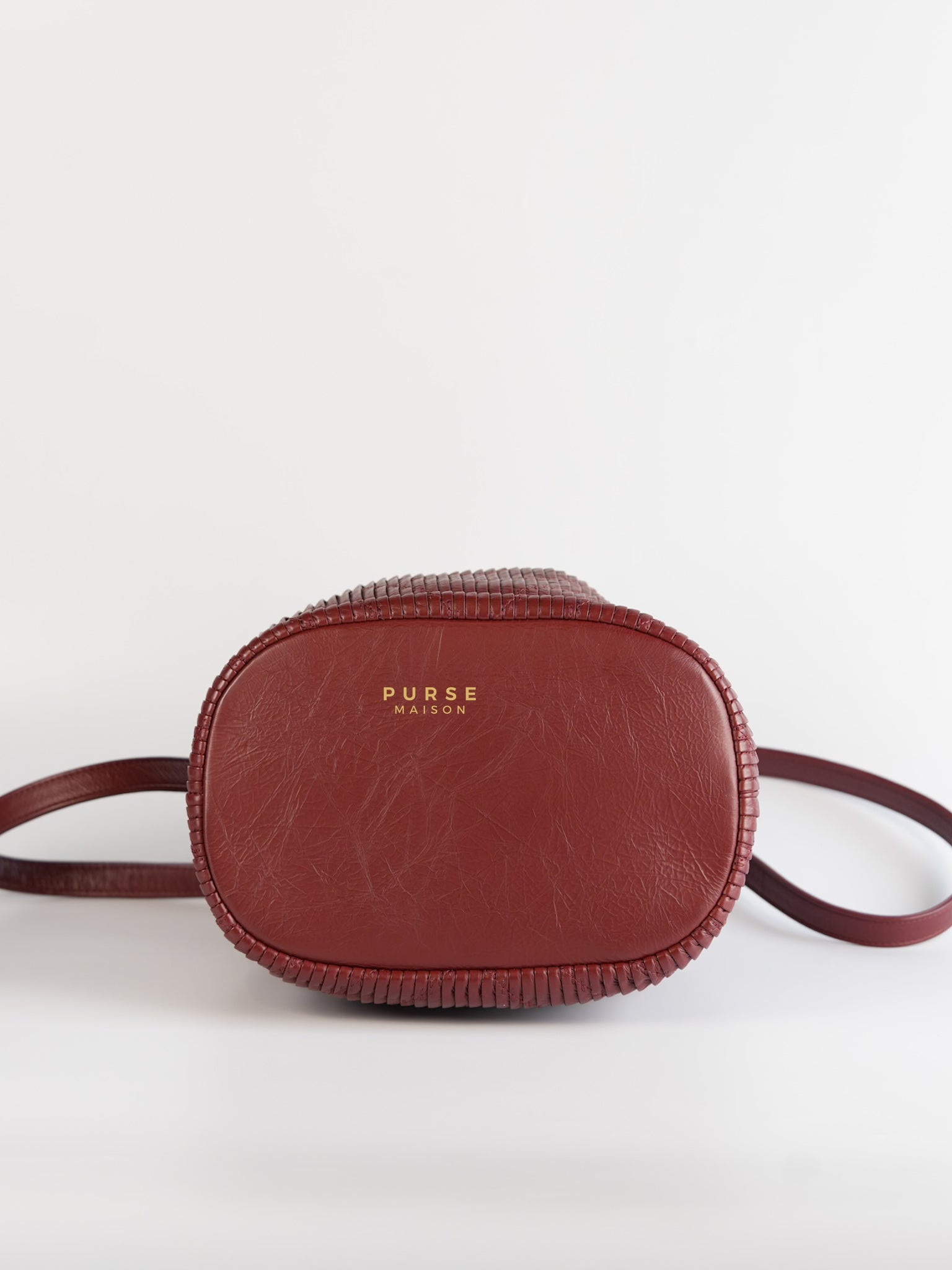 Coco Pleats Red Drawstring Bag in Aged Gold Hardware Series 25 | Purse Maison Luxury Bags Shop