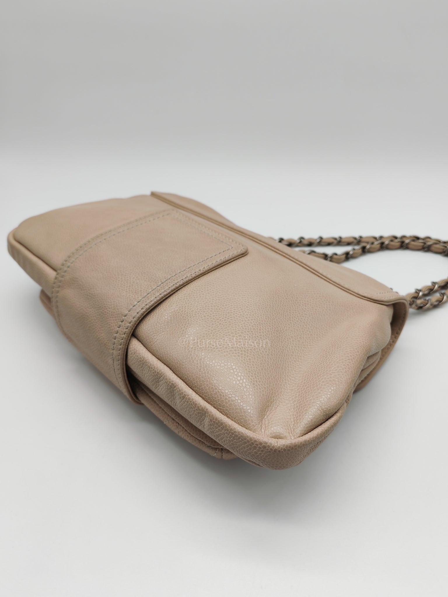 Coco Rider Flap Bag Light Beige Caviar Leather and Ruthenium Hardware Series 13 | Purse Maison Luxury Bags Shop