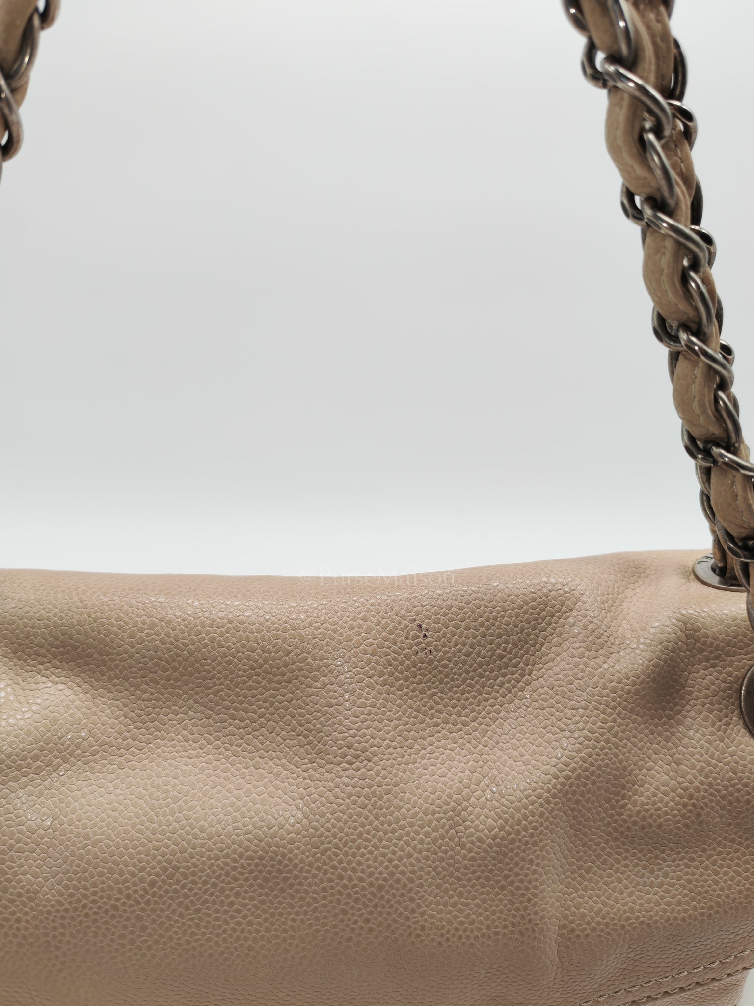 Coco Rider Flap Bag Light Beige Caviar Leather and Ruthenium Hardware Series 13 | Purse Maison Luxury Bags Shop