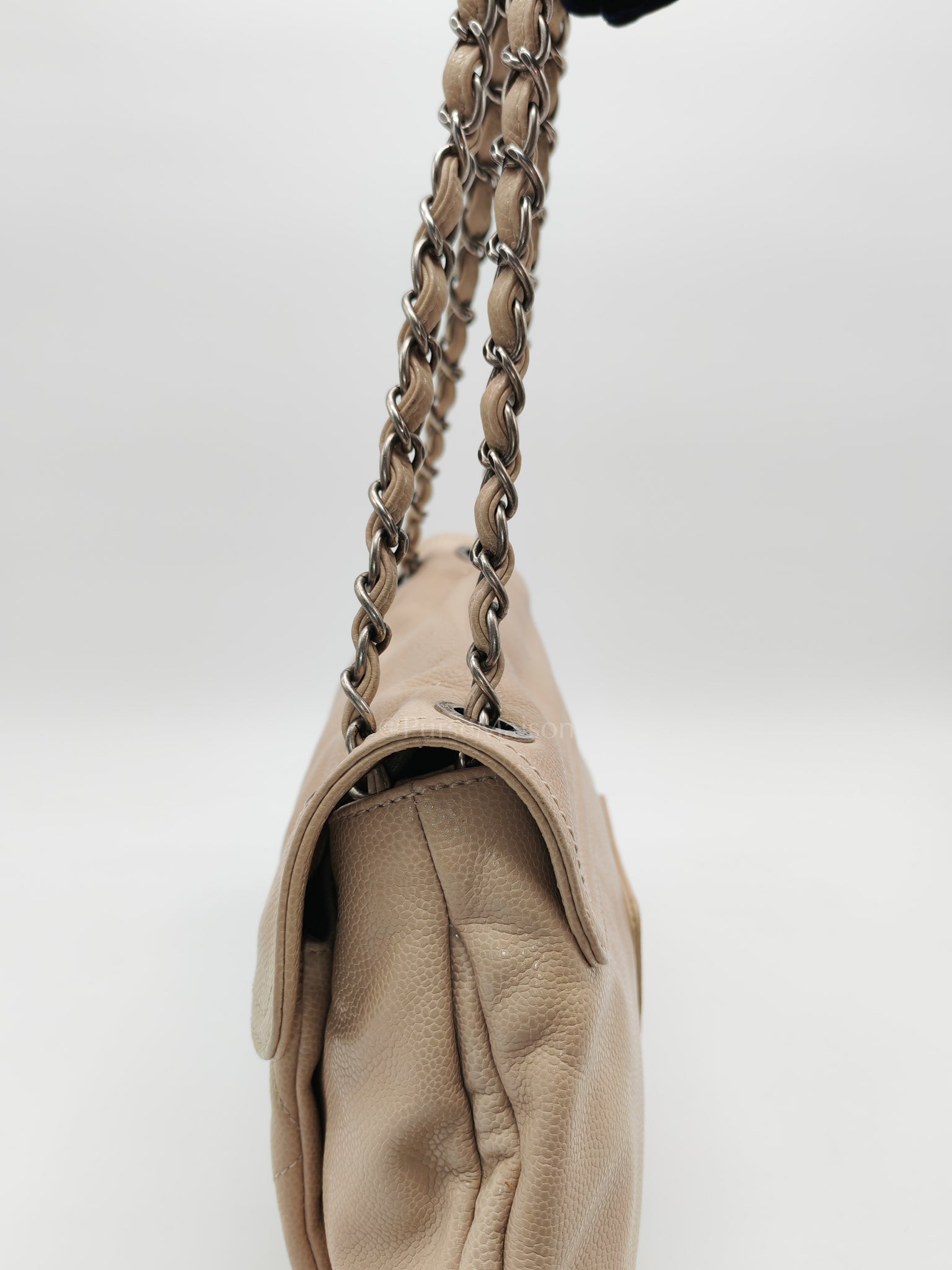 Coco Rider Flap Bag Light Beige Caviar Leather and Ruthenium Hardware Series 13 | Purse Maison Luxury Bags Shop