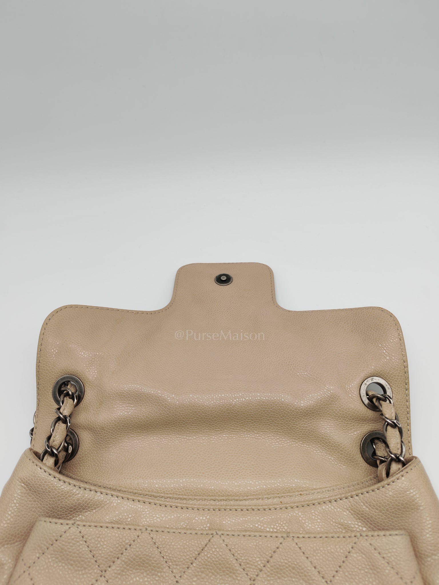 Coco Rider Flap Bag Light Beige Caviar Leather and Ruthenium Hardware Series 13 | Purse Maison Luxury Bags Shop