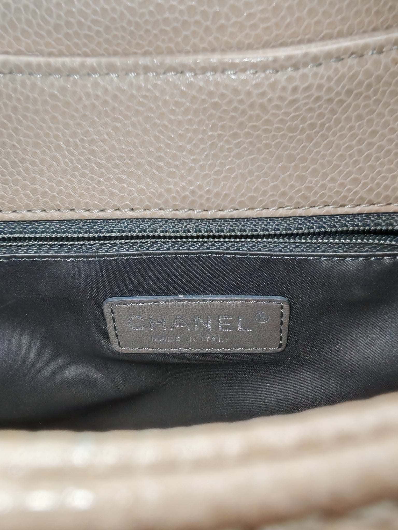 Coco Rider Flap Bag Light Beige Caviar Leather and Ruthenium Hardware Series 13 | Purse Maison Luxury Bags Shop