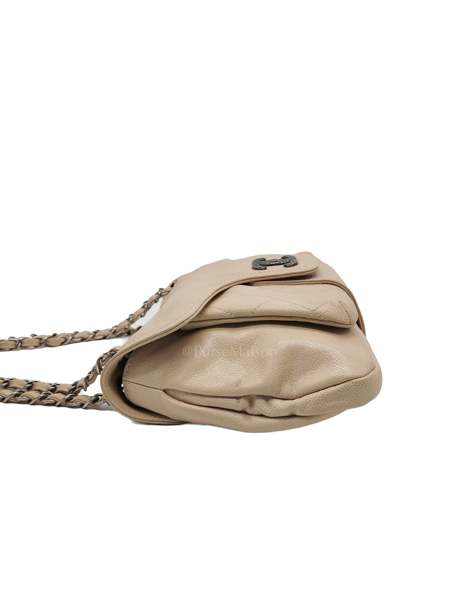 Coco Rider Flap Bag Light Beige Caviar Leather and Ruthenium Hardware Series 13 | Purse Maison Luxury Bags Shop