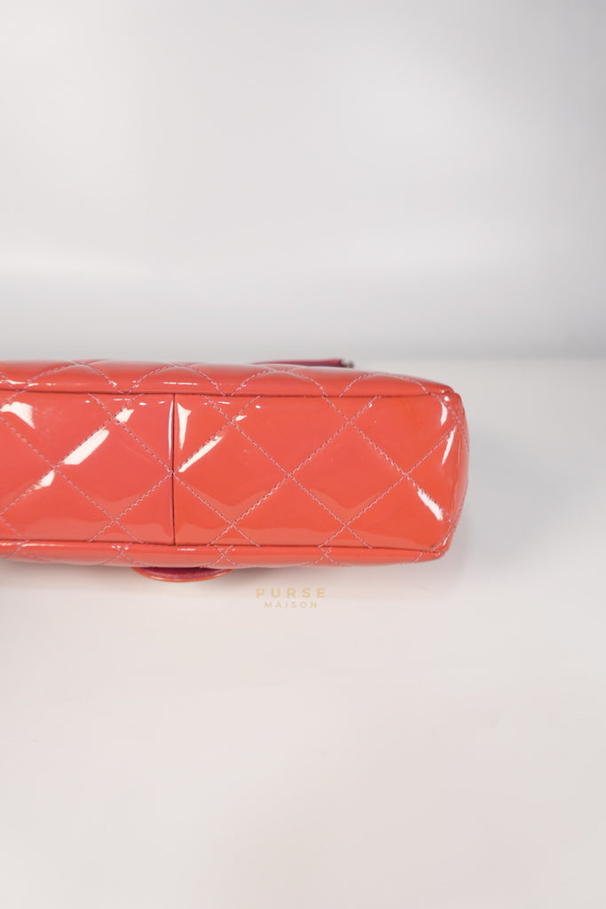 Coco Shine Flap Small Red Patent Leather Pink Interior Silver Hardware Series 20 | Purse Maison Luxury Bags Shop