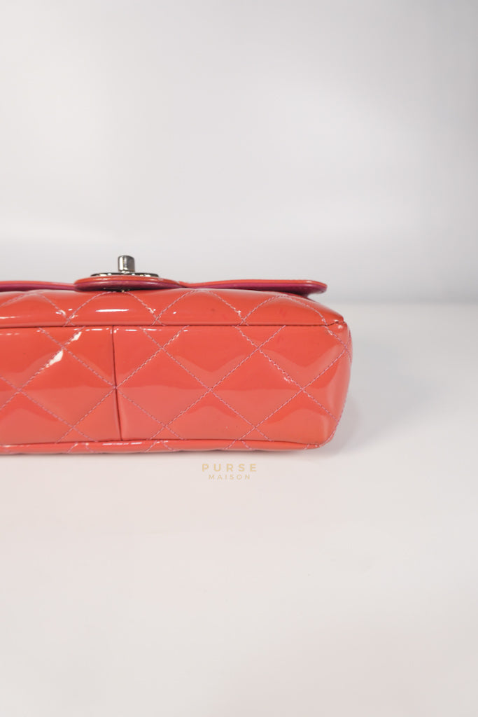 Coco Shine Flap Small Red Patent Leather Pink Interior Silver Hardware Series 20 | Purse Maison Luxury Bags Shop