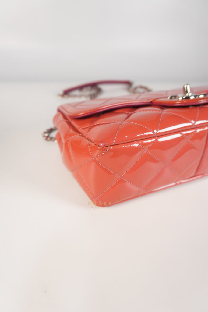 Coco Shine Flap Small Red Patent Leather Pink Interior Silver Hardware Series 20 | Purse Maison Luxury Bags Shop