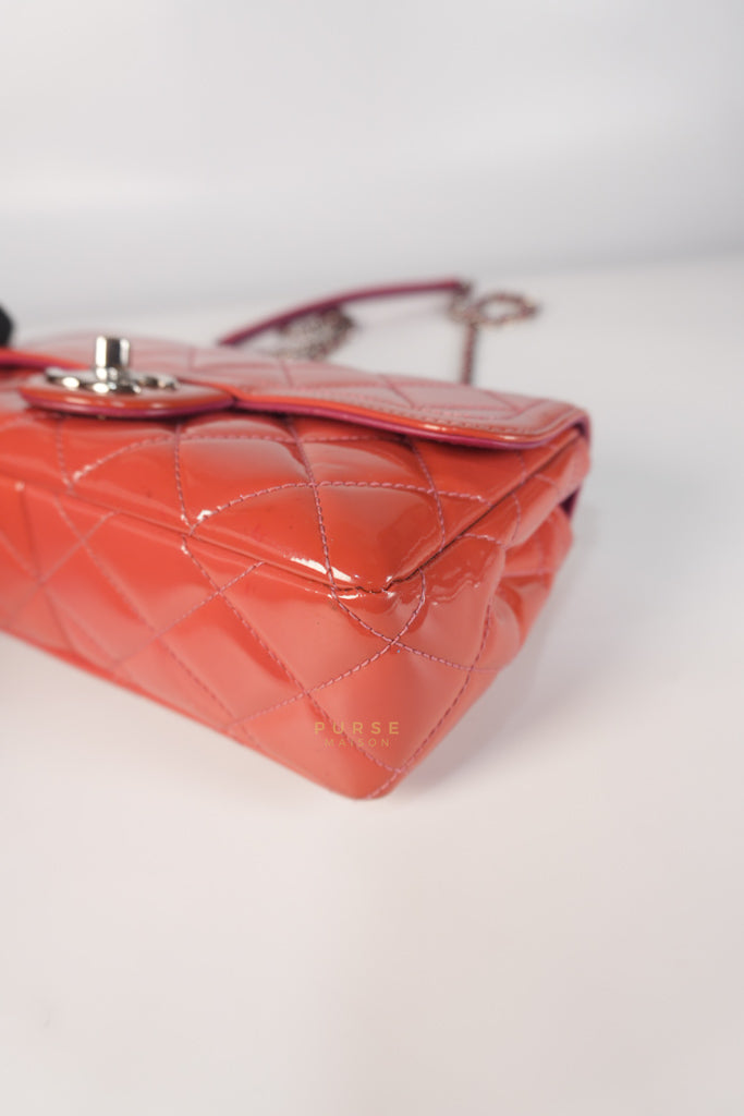 Coco Shine Flap Small Red Patent Leather Pink Interior Silver Hardware Series 20 | Purse Maison Luxury Bags Shop