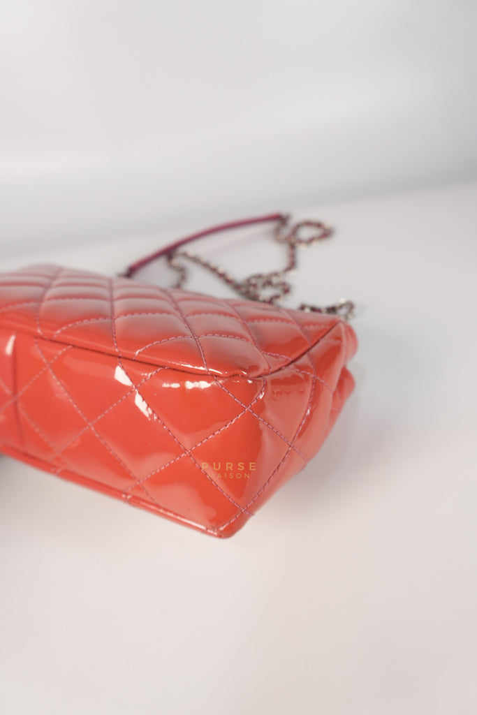 Coco Shine Flap Small Red Patent Leather Pink Interior Silver Hardware Series 20 | Purse Maison Luxury Bags Shop