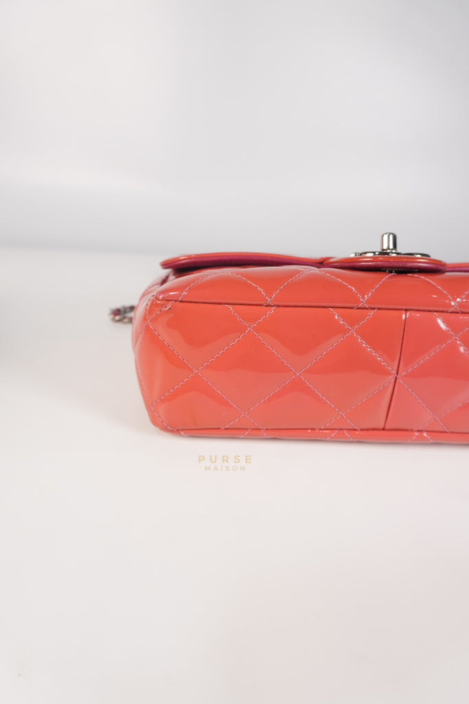 Coco Shine Flap Small Red Patent Leather Pink Interior Silver Hardware Series 20 | Purse Maison Luxury Bags Shop