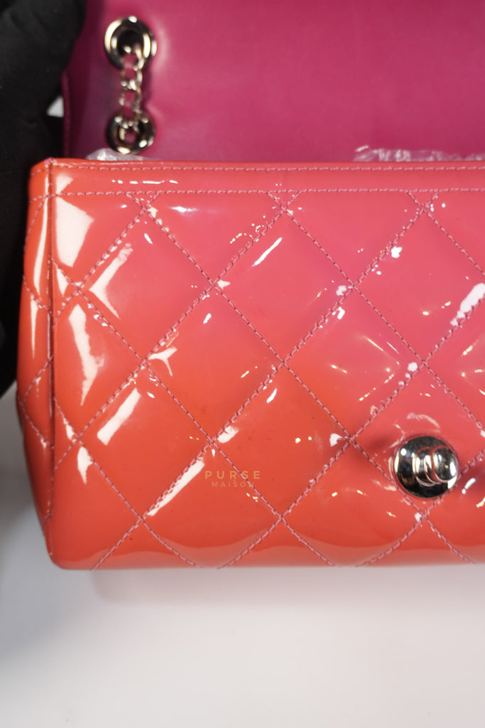 Coco Shine Flap Small Red Patent Leather Pink Interior Silver Hardware Series 20 | Purse Maison Luxury Bags Shop