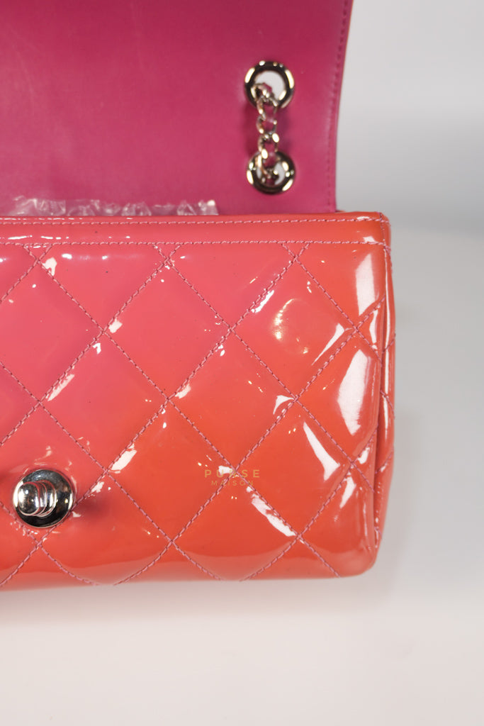 Coco Shine Flap Small Red Patent Leather Pink Interior Silver Hardware Series 20 | Purse Maison Luxury Bags Shop