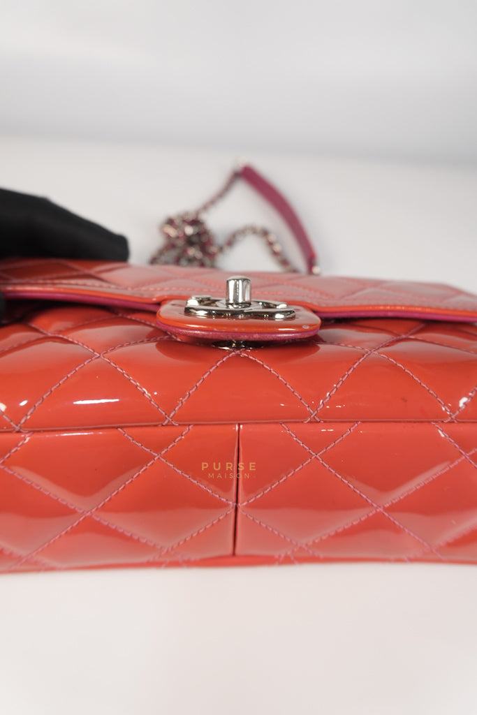 Coco Shine Flap Small Red Patent Leather Pink Interior Silver Hardware Series 20 | Purse Maison Luxury Bags Shop