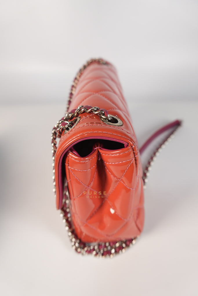 Coco Shine Flap Small Red Patent Leather Pink Interior Silver Hardware Series 20 | Purse Maison Luxury Bags Shop