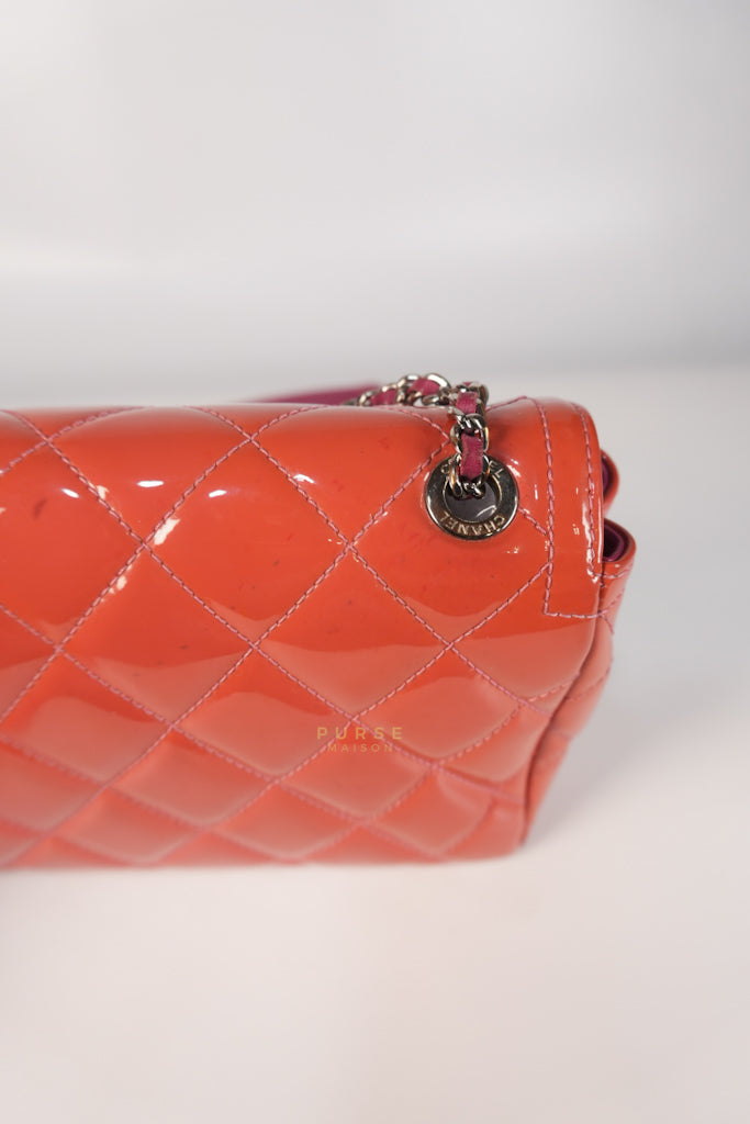 Coco Shine Flap Small Red Patent Leather Pink Interior Silver Hardware Series 20 | Purse Maison Luxury Bags Shop