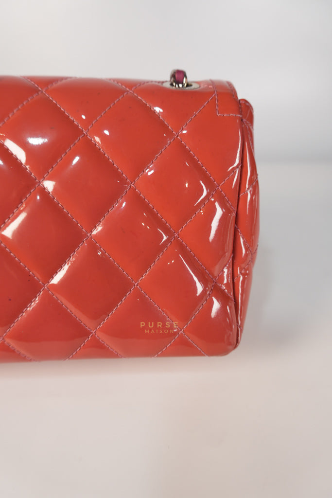 Coco Shine Flap Small Red Patent Leather Pink Interior Silver Hardware Series 20 | Purse Maison Luxury Bags Shop