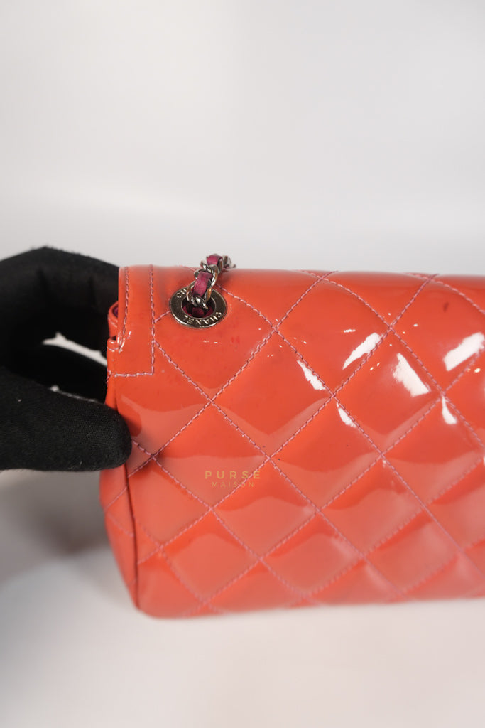 Coco Shine Flap Small Red Patent Leather Pink Interior Silver Hardware Series 20 | Purse Maison Luxury Bags Shop