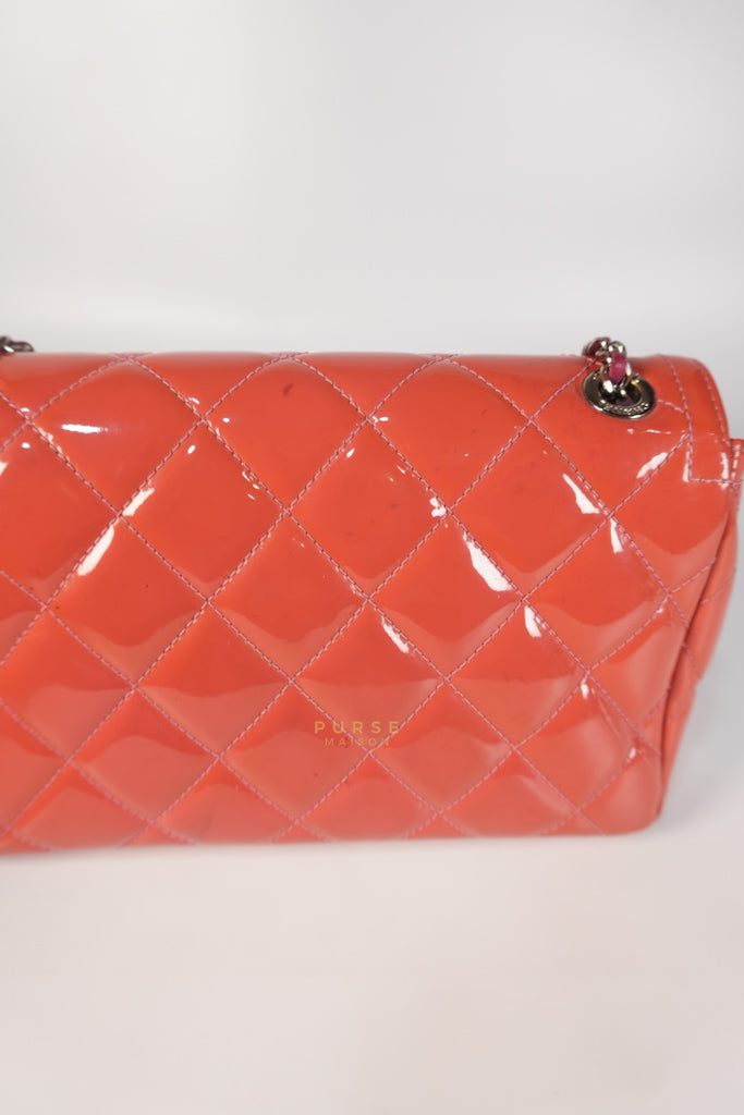 Coco Shine Flap Small Red Patent Leather Pink Interior Silver Hardware Series 20 | Purse Maison Luxury Bags Shop