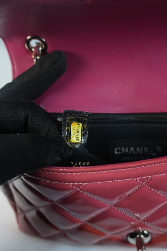 Coco Shine Flap Small Red Patent Leather Pink Interior Silver Hardware Series 20 | Purse Maison Luxury Bags Shop