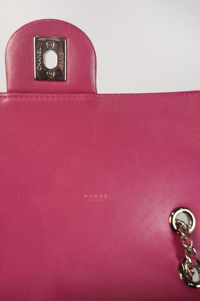 Coco Shine Flap Small Red Patent Leather Pink Interior Silver Hardware Series 20 | Purse Maison Luxury Bags Shop
