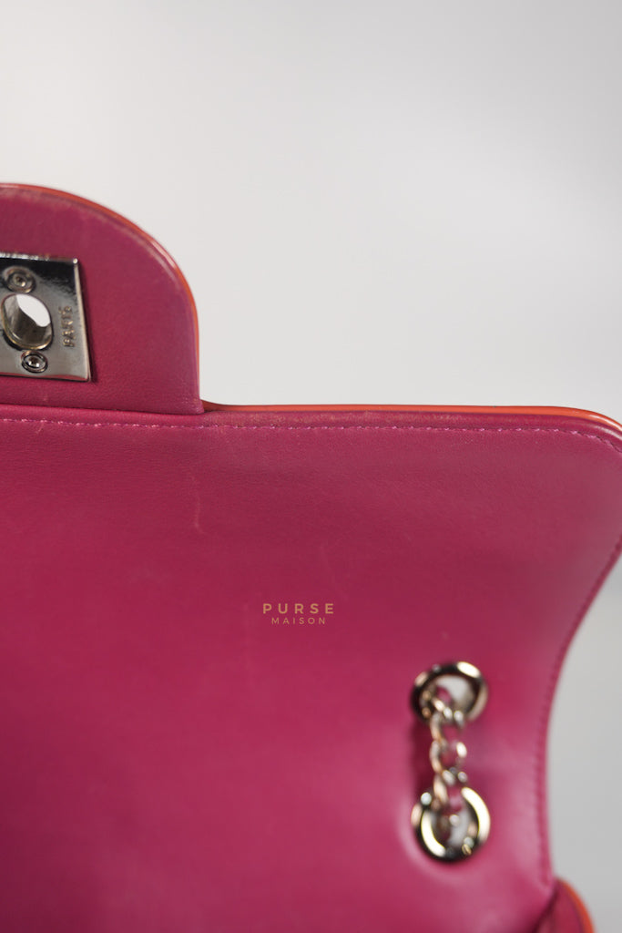 Coco Shine Flap Small Red Patent Leather Pink Interior Silver Hardware Series 20 | Purse Maison Luxury Bags Shop
