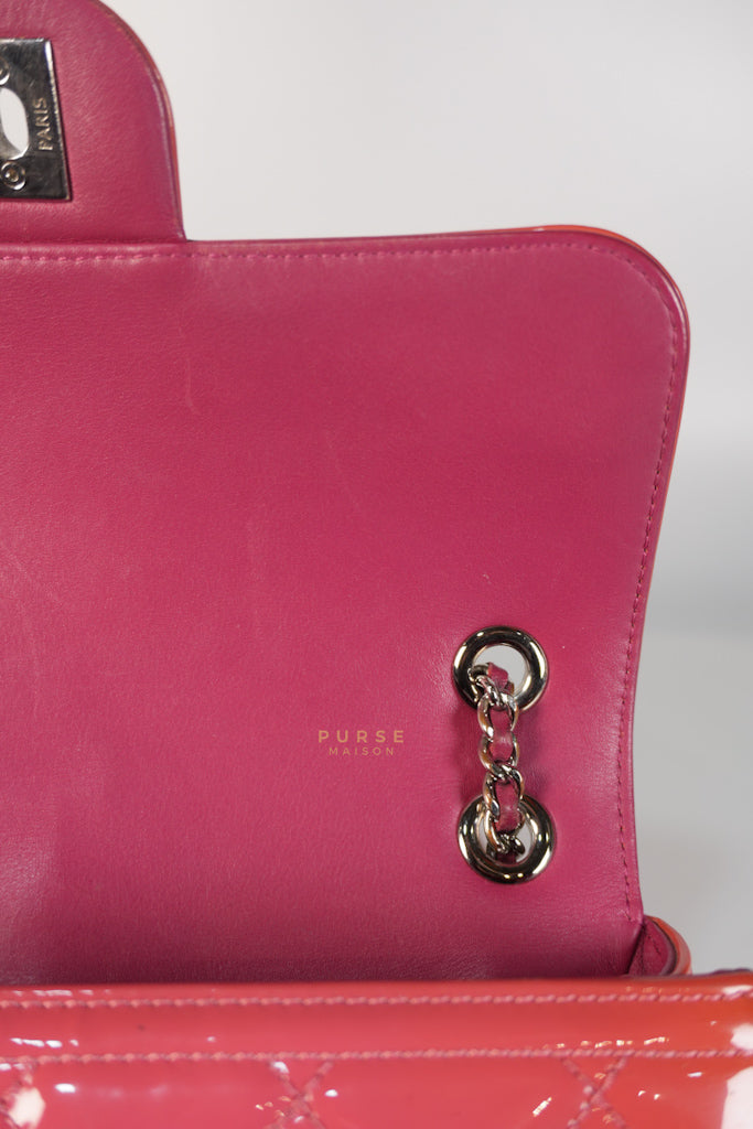 Coco Shine Flap Small Red Patent Leather Pink Interior Silver Hardware Series 20 | Purse Maison Luxury Bags Shop