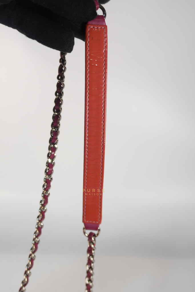 Coco Shine Flap Small Red Patent Leather Pink Interior Silver Hardware Series 20 | Purse Maison Luxury Bags Shop