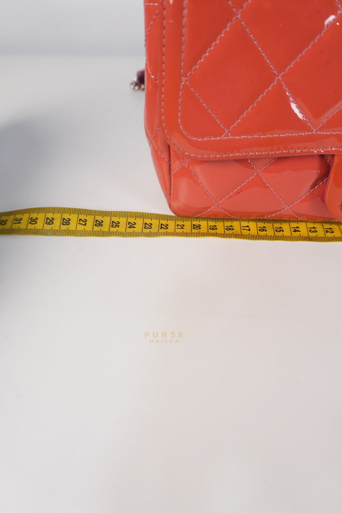 Coco Shine Flap Small Red Patent Leather Pink Interior Silver Hardware Series 20 | Purse Maison Luxury Bags Shop