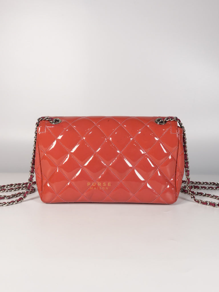 Coco Shine Flap Small Red Patent Leather Pink Interior Silver Hardware Series 20 | Purse Maison Luxury Bags Shop
