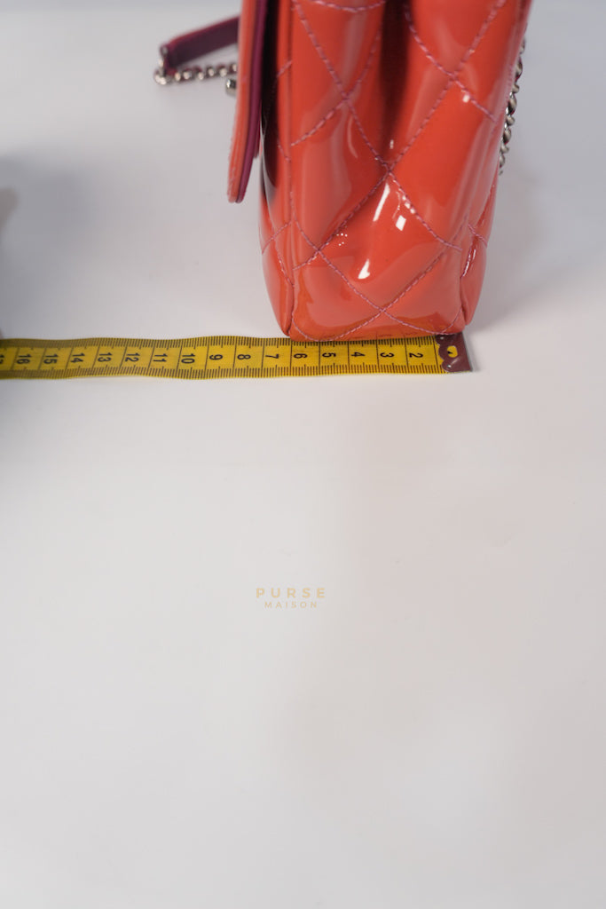 Coco Shine Flap Small Red Patent Leather Pink Interior Silver Hardware Series 20 | Purse Maison Luxury Bags Shop