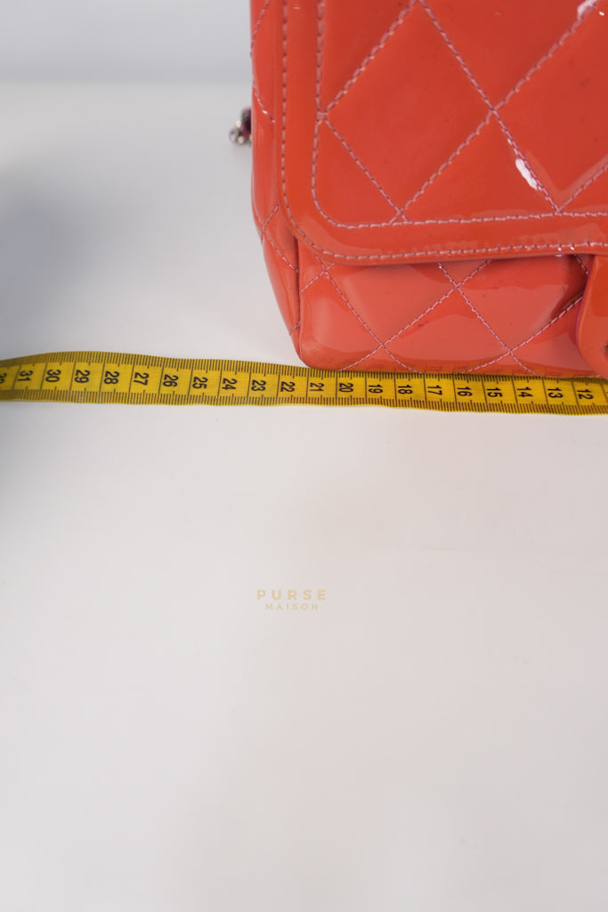 Coco Shine Flap Small Red Patent Leather Pink Interior Silver Hardware Series 20 | Purse Maison Luxury Bags Shop