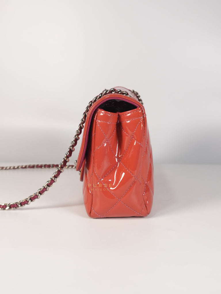Coco Shine Flap Small Red Patent Leather Pink Interior Silver Hardware Series 20 | Purse Maison Luxury Bags Shop