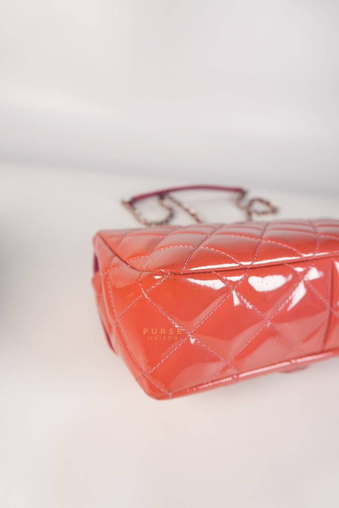 Coco Shine Flap Small Red Patent Leather Pink Interior Silver Hardware Series 20 | Purse Maison Luxury Bags Shop