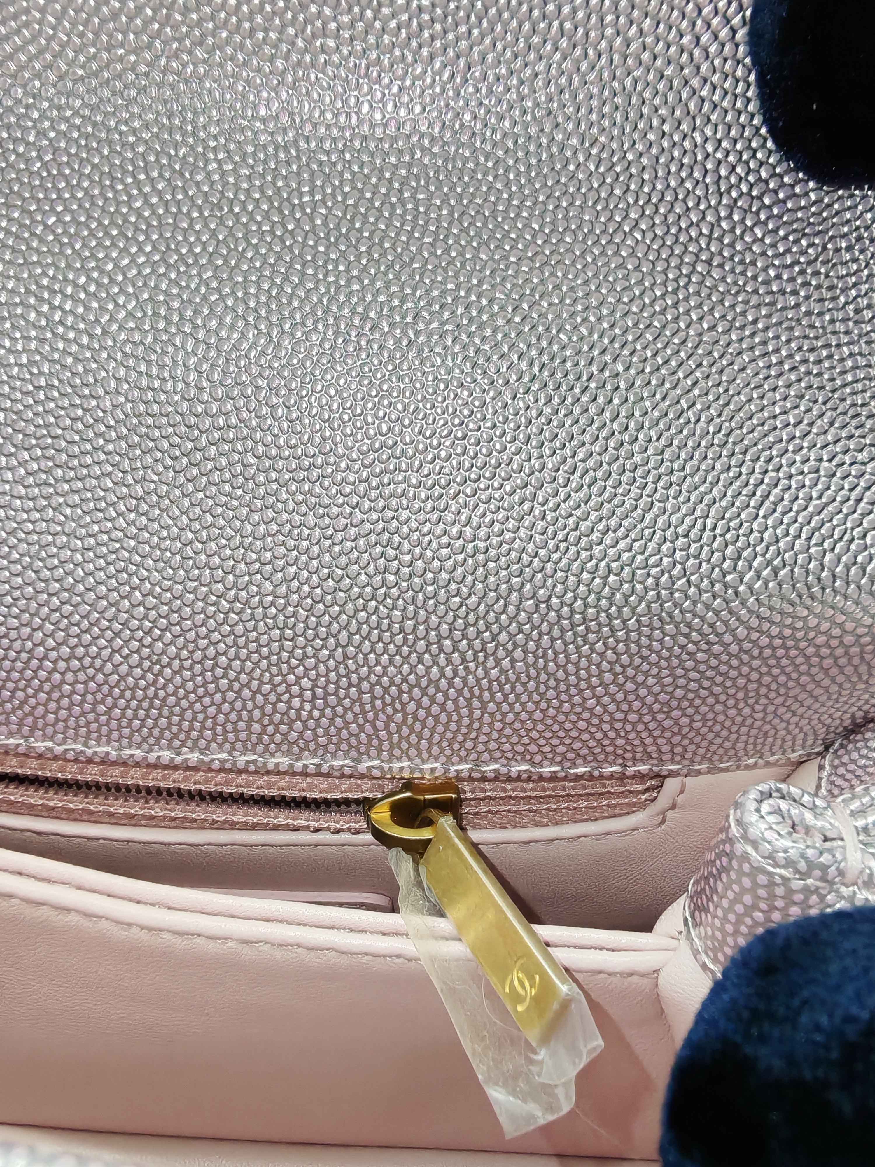 Coco Top Handle Bag Mini in Iridescent Quilted Caviar Leather & Gold Hardware Microchip | Purse Maison Luxury Bags Shop