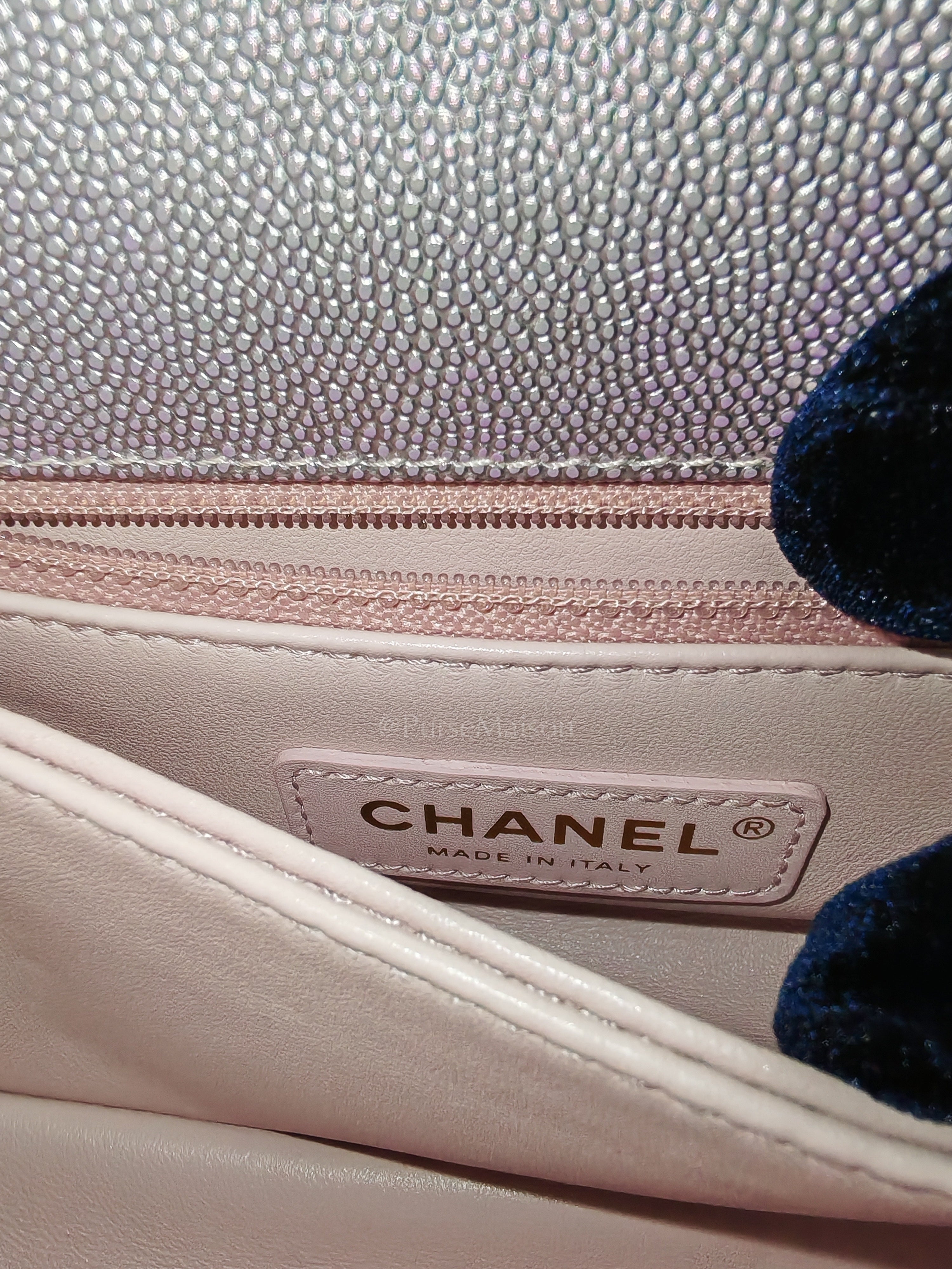 Coco Top Handle Bag Mini in Iridescent Quilted Caviar Leather & Gold Hardware Microchip | Purse Maison Luxury Bags Shop