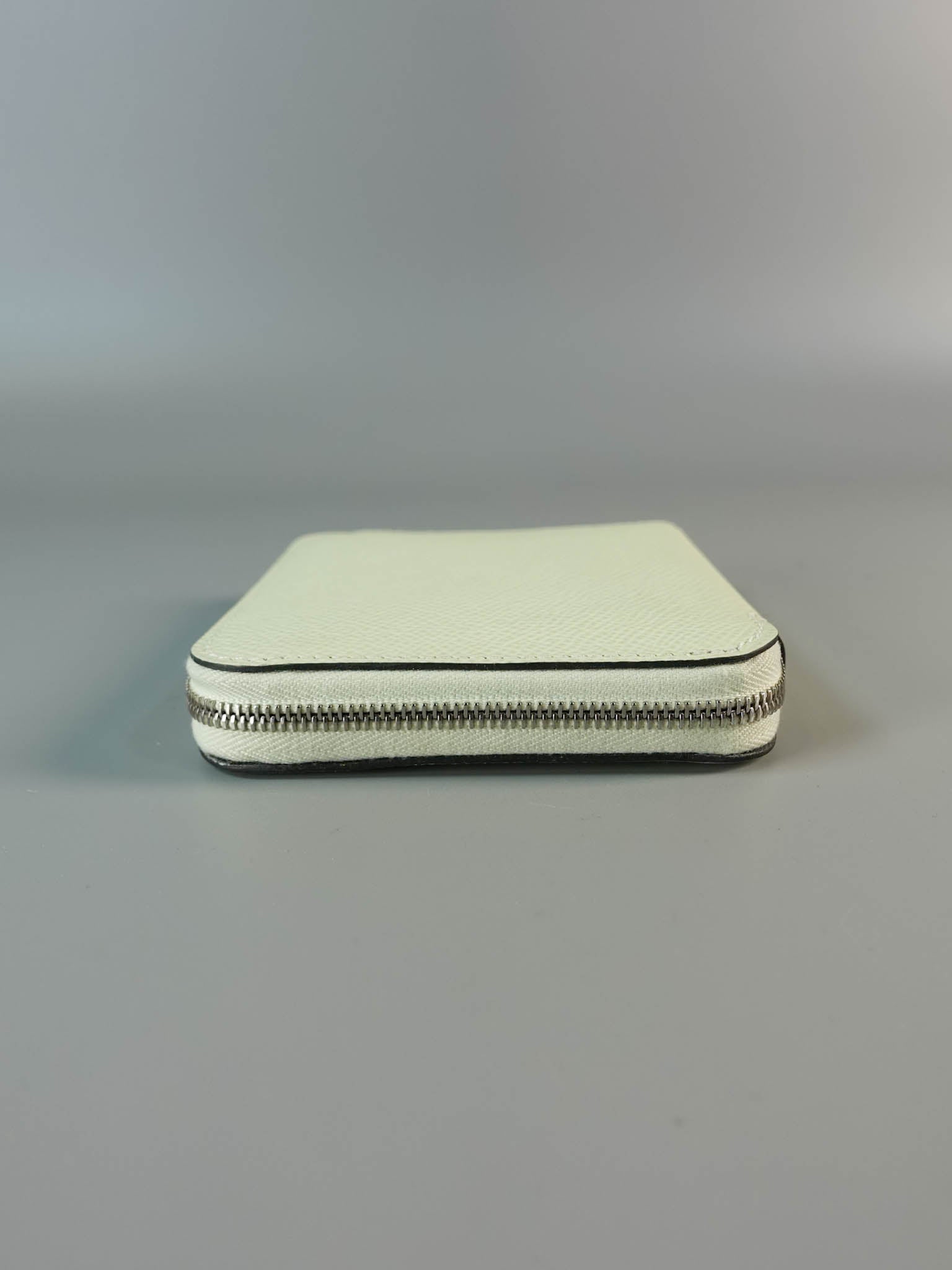 Coin Case Azap Compact Silk in Pastel Light Green Epsom Leather Palladium Hardware Stamp U | Purse Maison Luxury Bags Shop