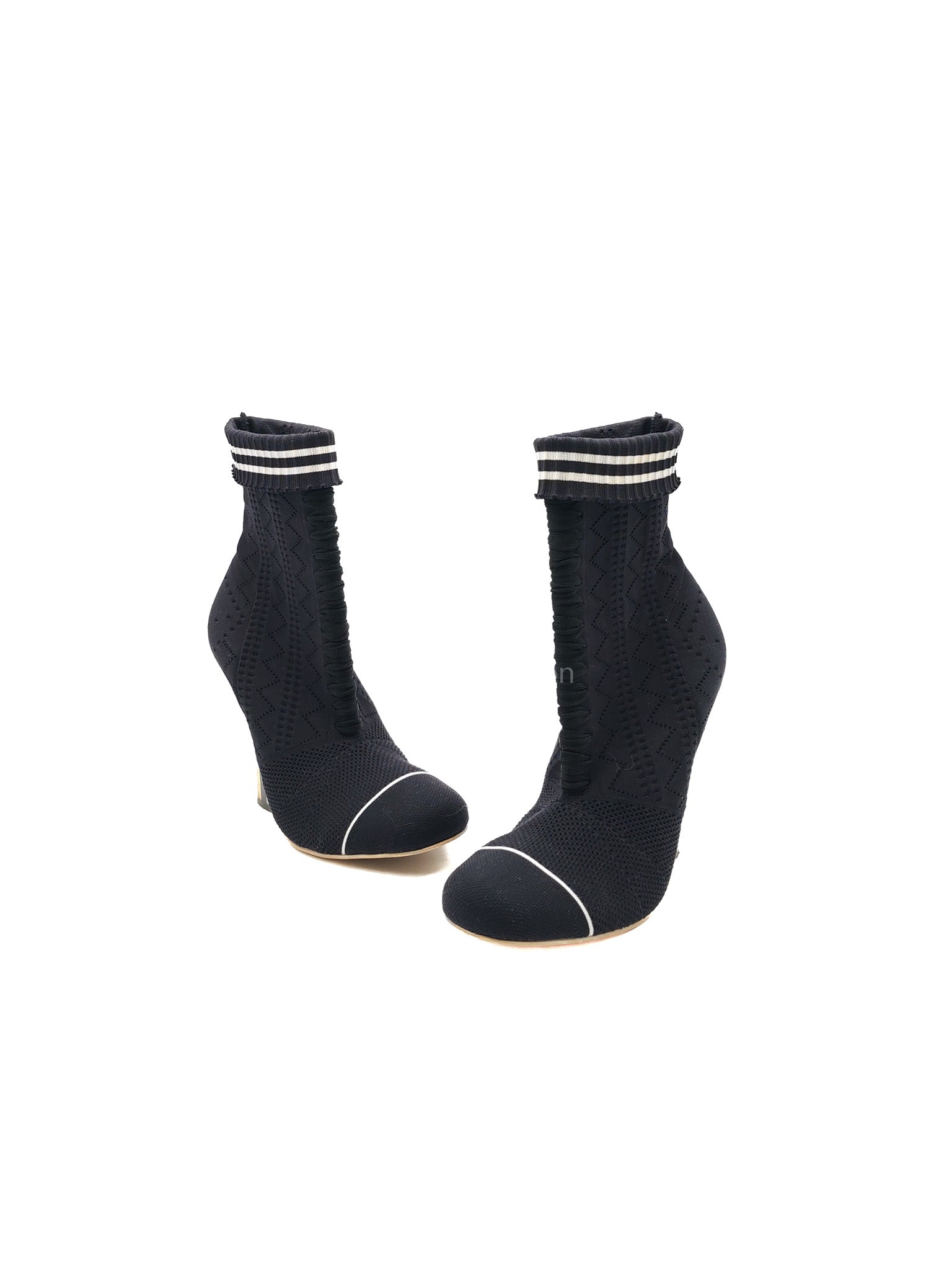 Rockoko Runway Ankle Boots in Black Knit Fabric Sock Upper Size 38 EU (24cm)