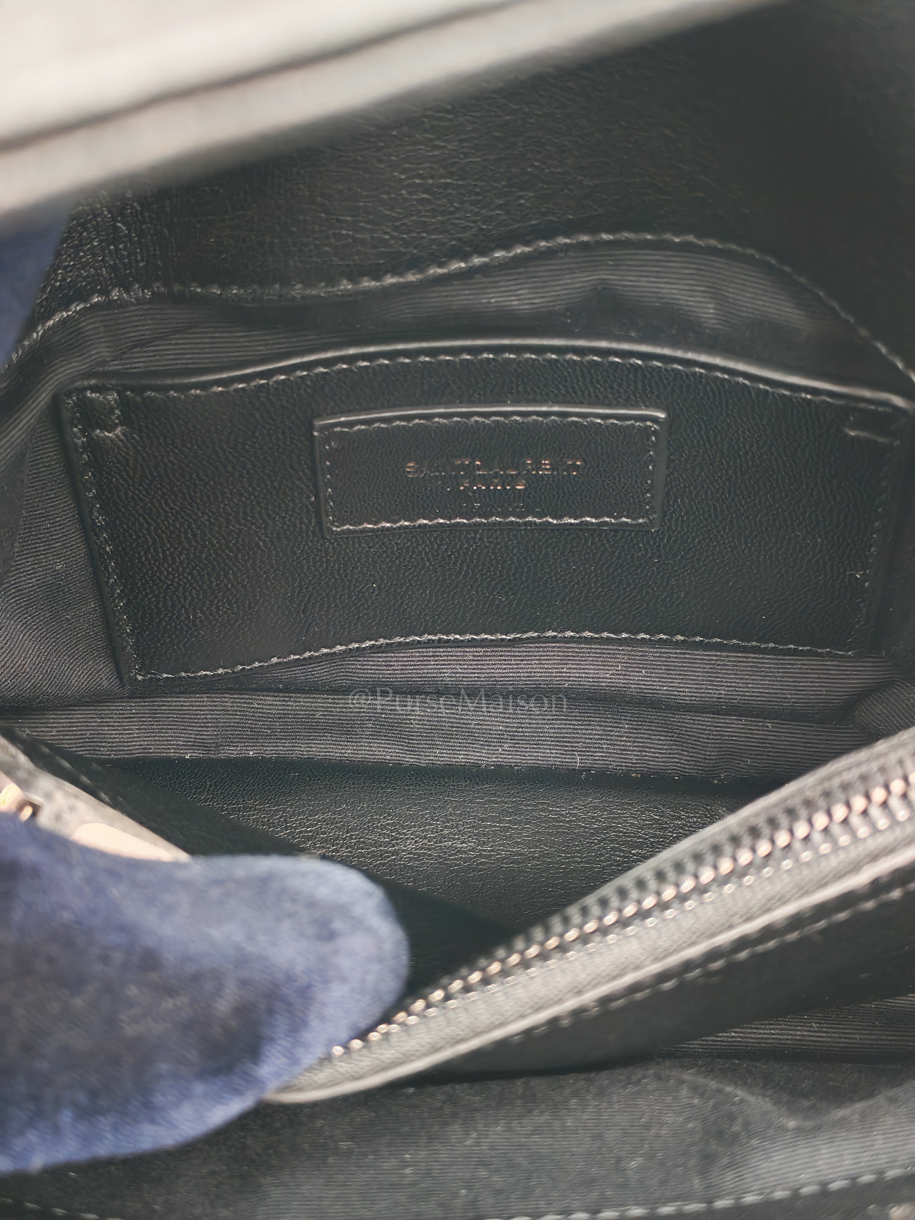 College Bag in Black Quilted Chevron Calfskin Leather & Silver/Ruthenium Hardware | Purse Maison Luxury Bags Shop