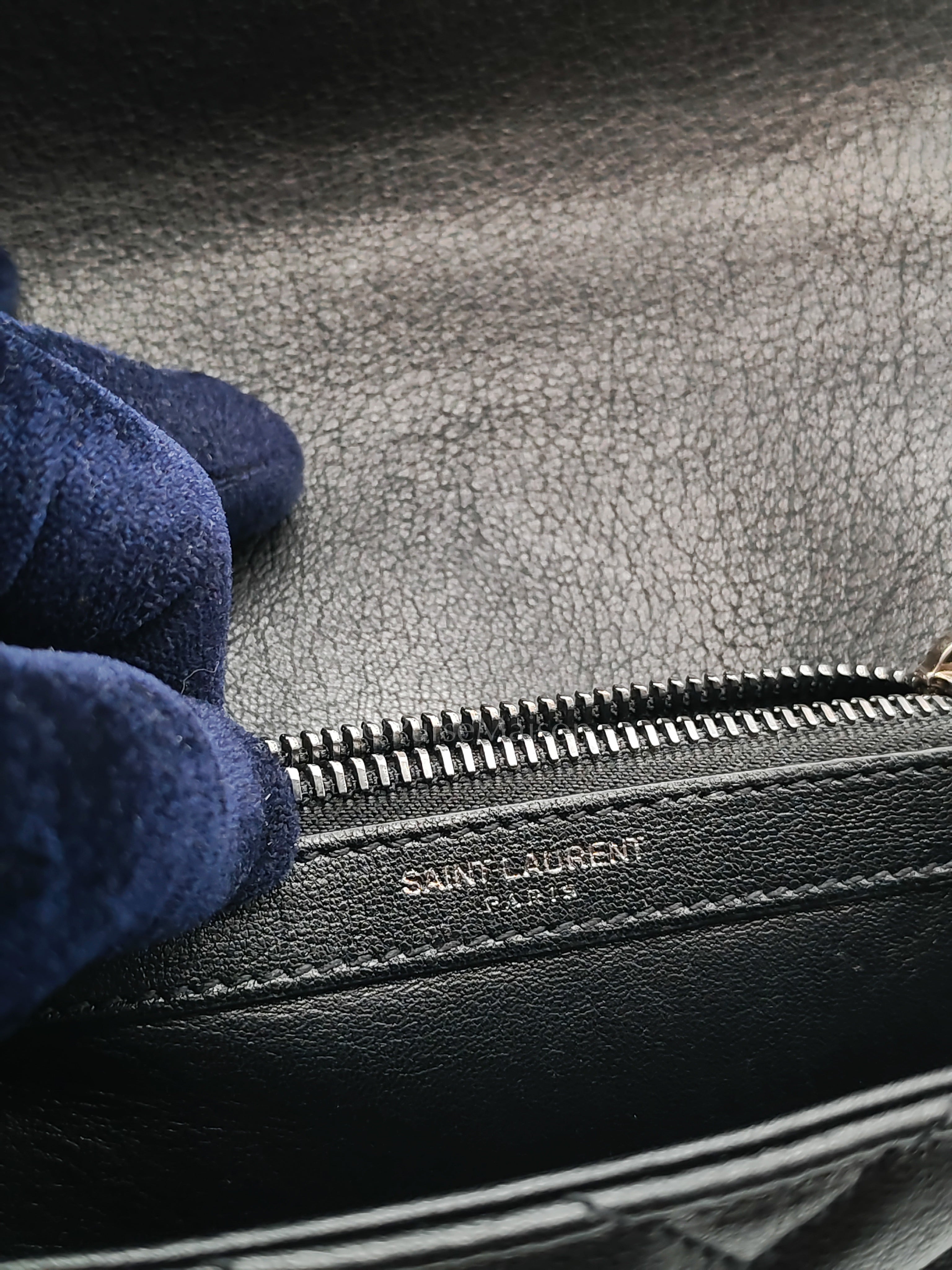 College Bag in Black Quilted Chevron Calfskin Leather & Silver/Ruthenium Hardware | Purse Maison Luxury Bags Shop