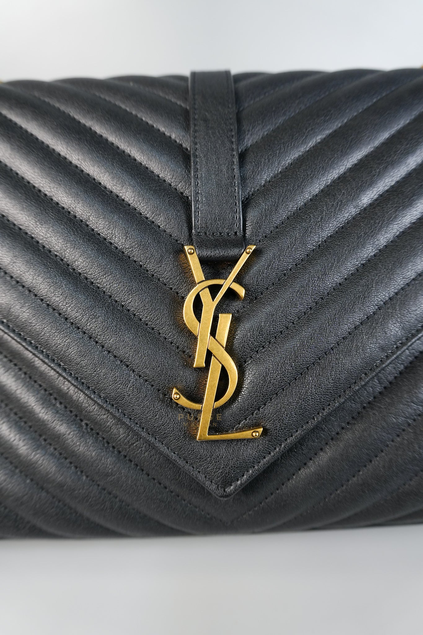 College Large in Black Chevron Quilted Leather | Purse Maison Luxury Bags Shop