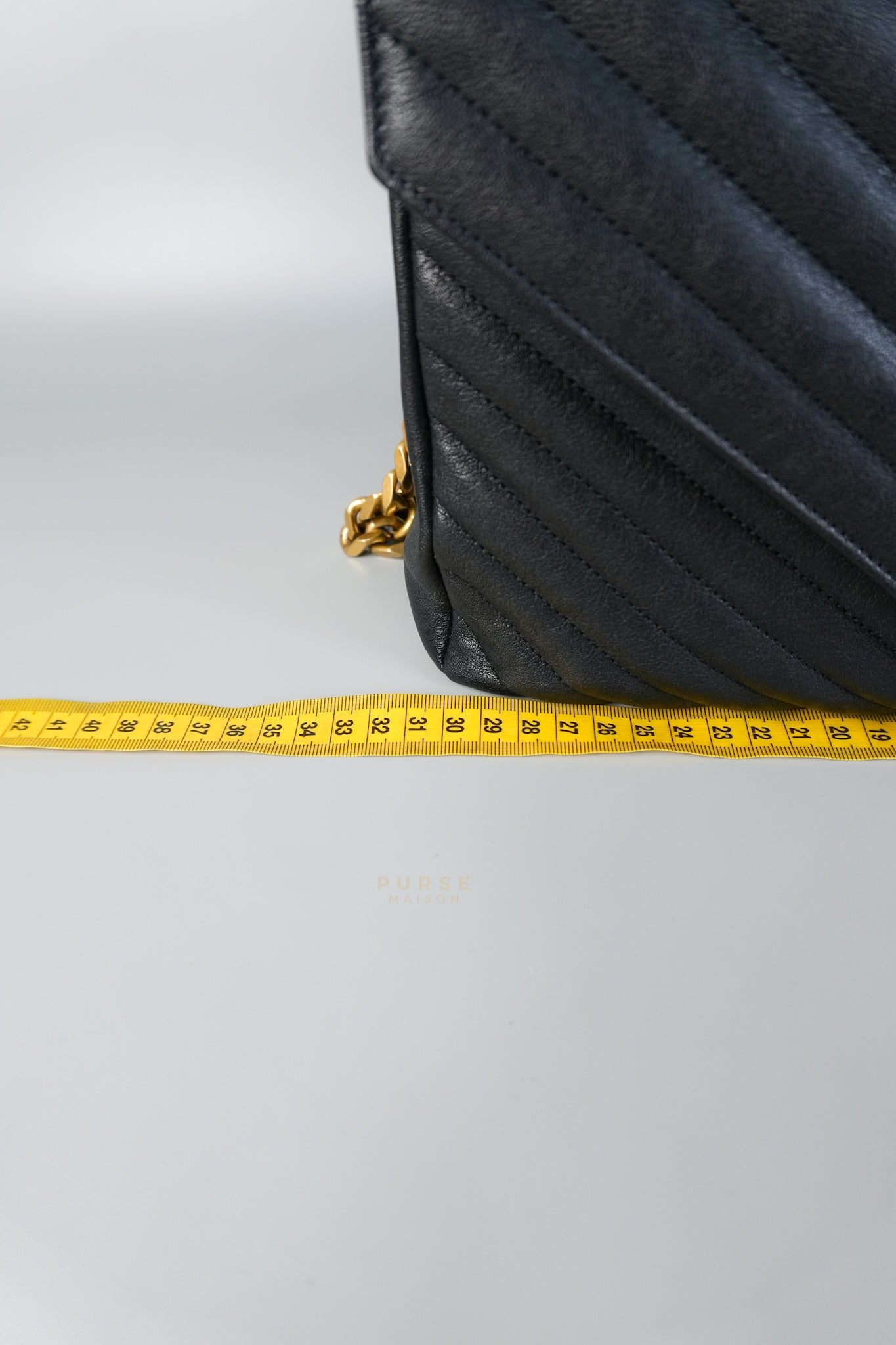 College Large in Black Chevron Quilted Leather | Purse Maison Luxury Bags Shop