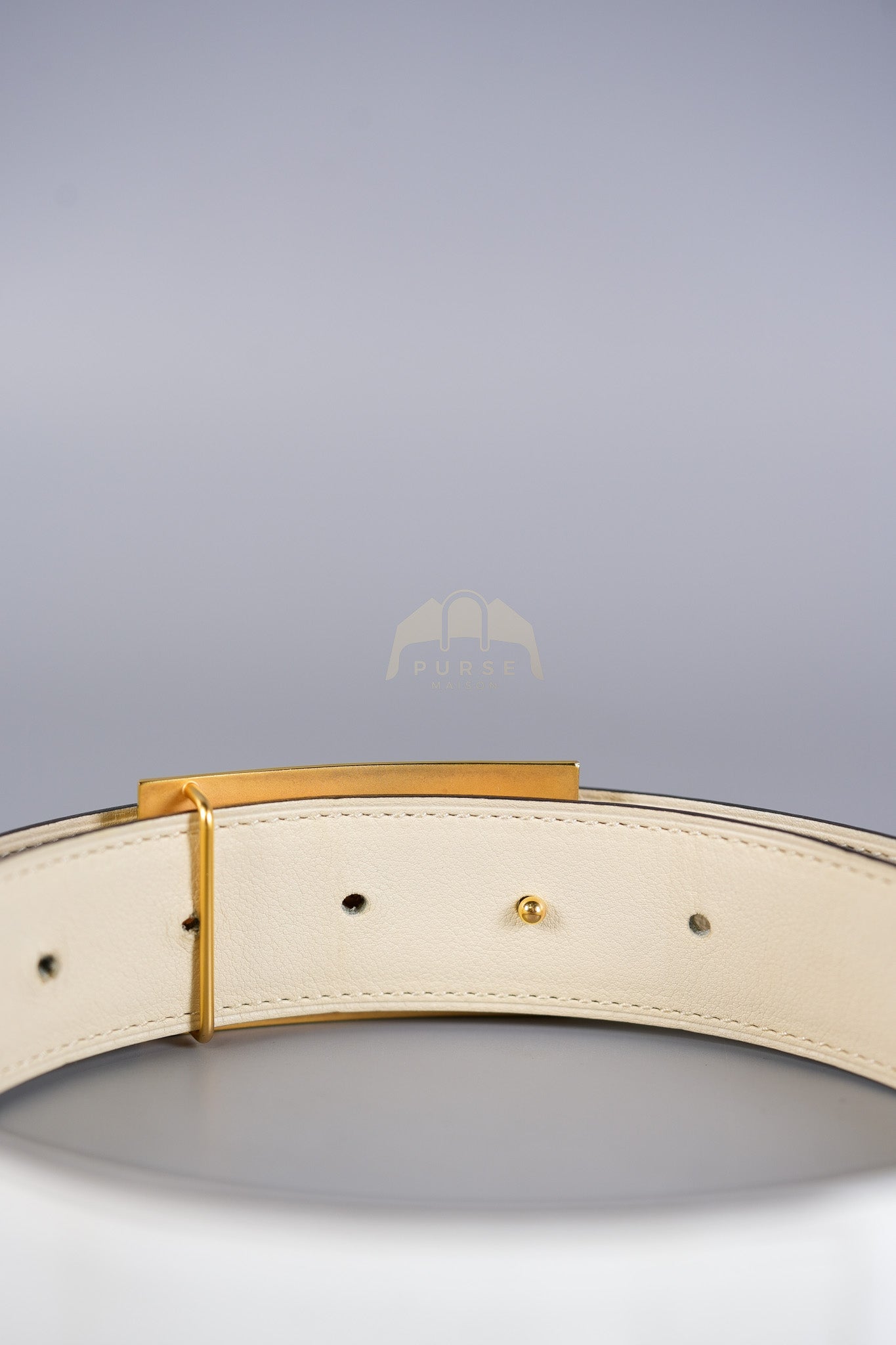 Collier de Chien CDC Belt Two-tone Epsom/Swift Gold Hardware Stamp Square R (2014) Size 80 | Purse Maison Luxury Bags Shop