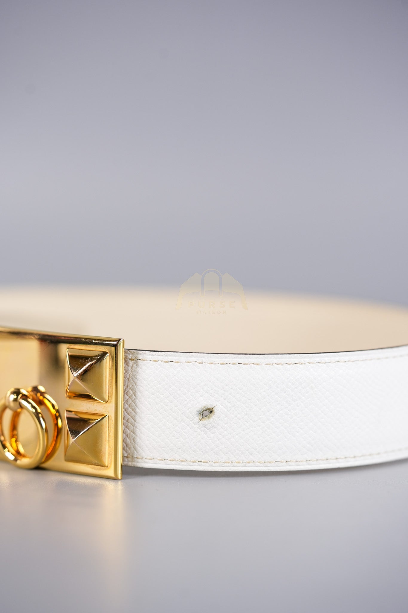 Collier de Chien CDC Belt Two-tone Epsom/Swift Gold Hardware Stamp Square R (2014) Size 80 | Purse Maison Luxury Bags Shop