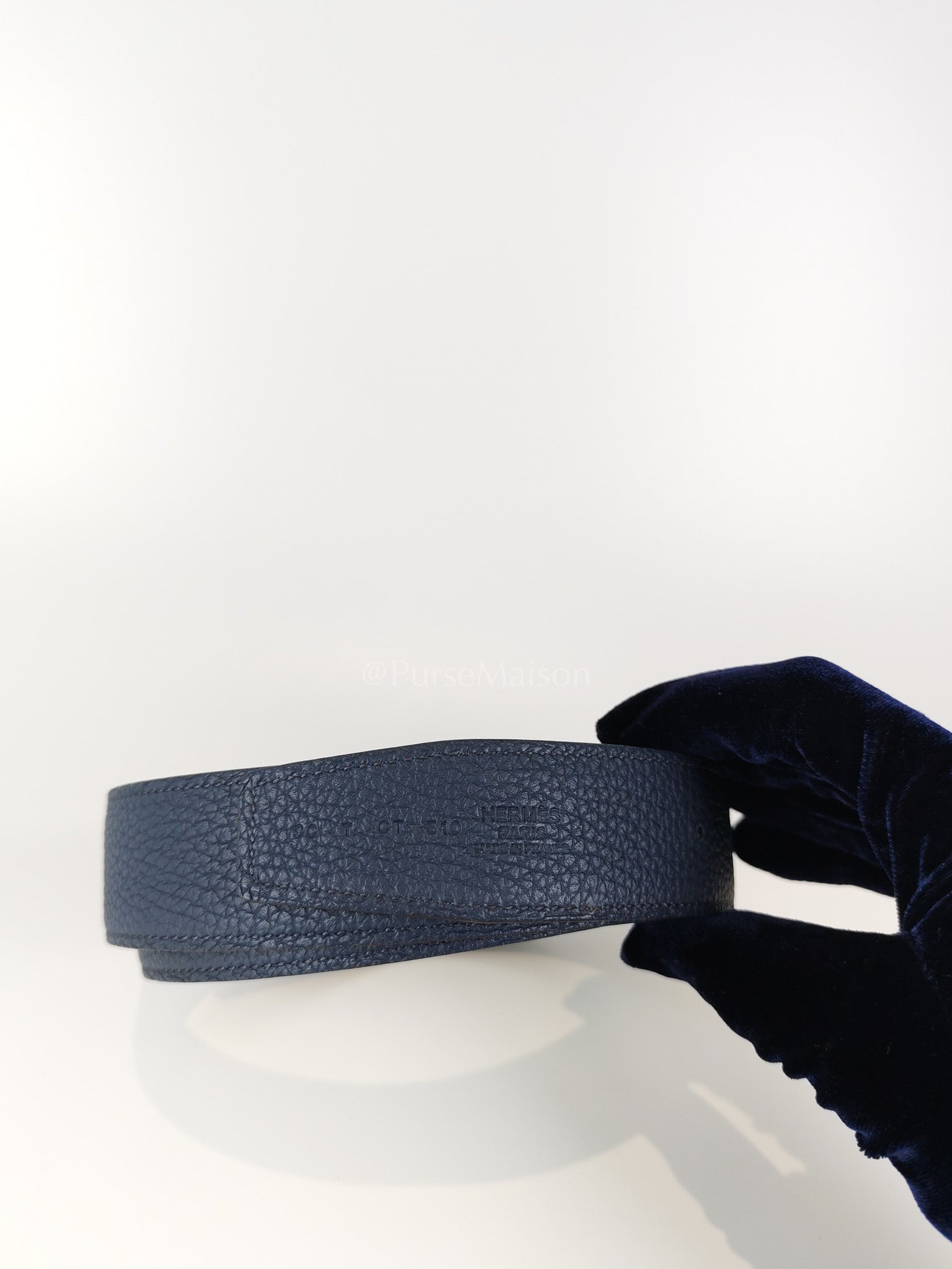 Collier de Chien (CDG) Belt In Bleu Saphir/ Dark Brown and Gold Hardware Reversible Belt Size 90 Stamp T (2015) | Purse Maison Luxury Bags Shop