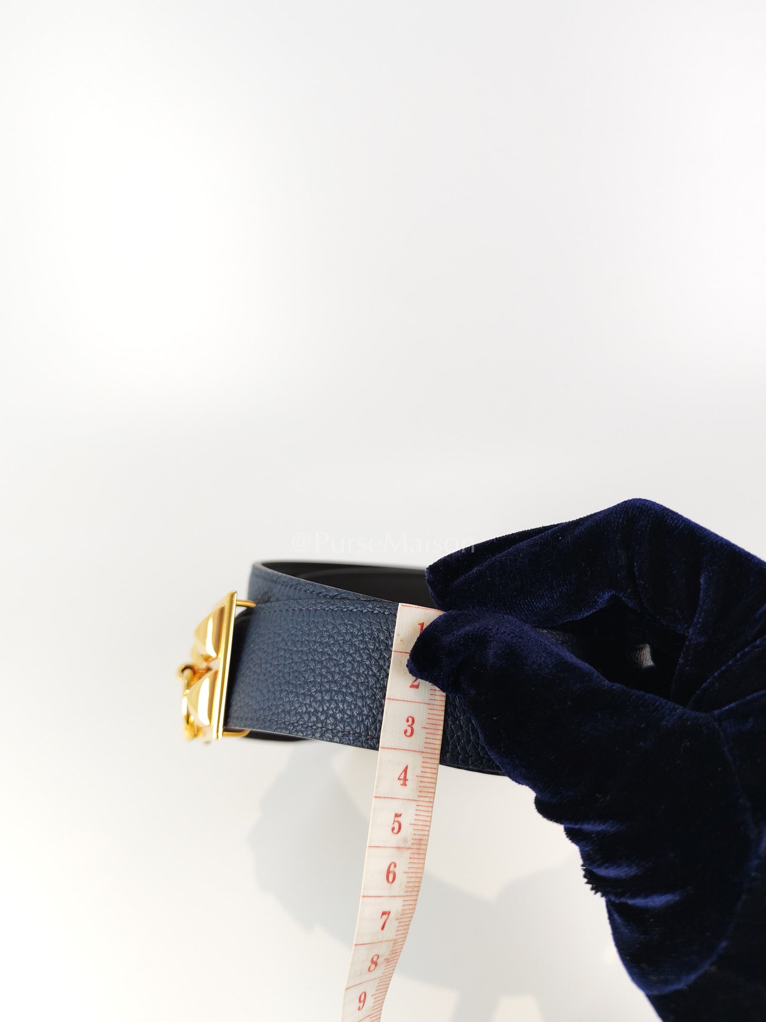 Collier de Chien (CDG) Belt In Bleu Saphir/ Dark Brown and Gold Hardware Reversible Belt Size 90 Stamp T (2015) | Purse Maison Luxury Bags Shop