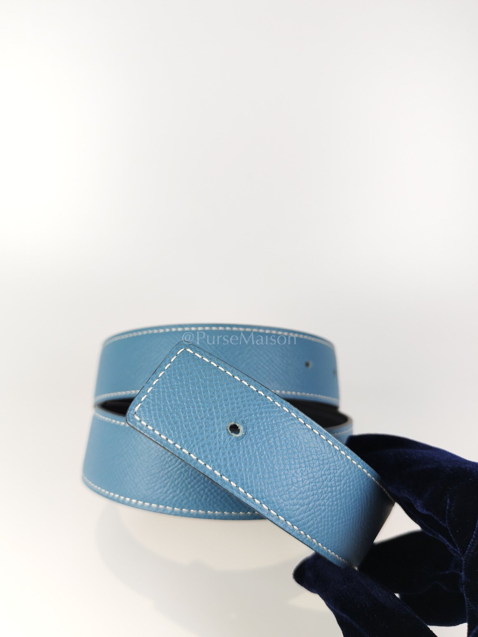 Collier de Chien (CDG) Belt In Blue Jean/Noir and Palladium Hardware Reversible Belt Size 90 Stamp T (2015) | Purse Maison Luxury Bags Shop