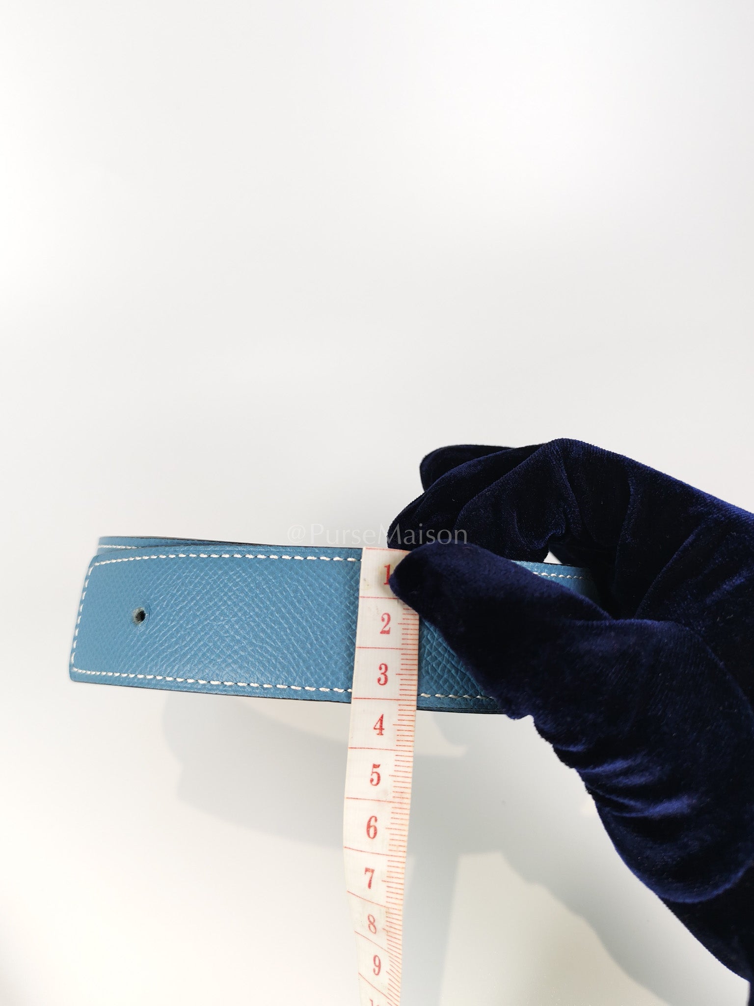 Collier de Chien (CDG) Belt In Blue Jean/Noir and Palladium Hardware Reversible Belt Size 90 Stamp T (2015) | Purse Maison Luxury Bags Shop