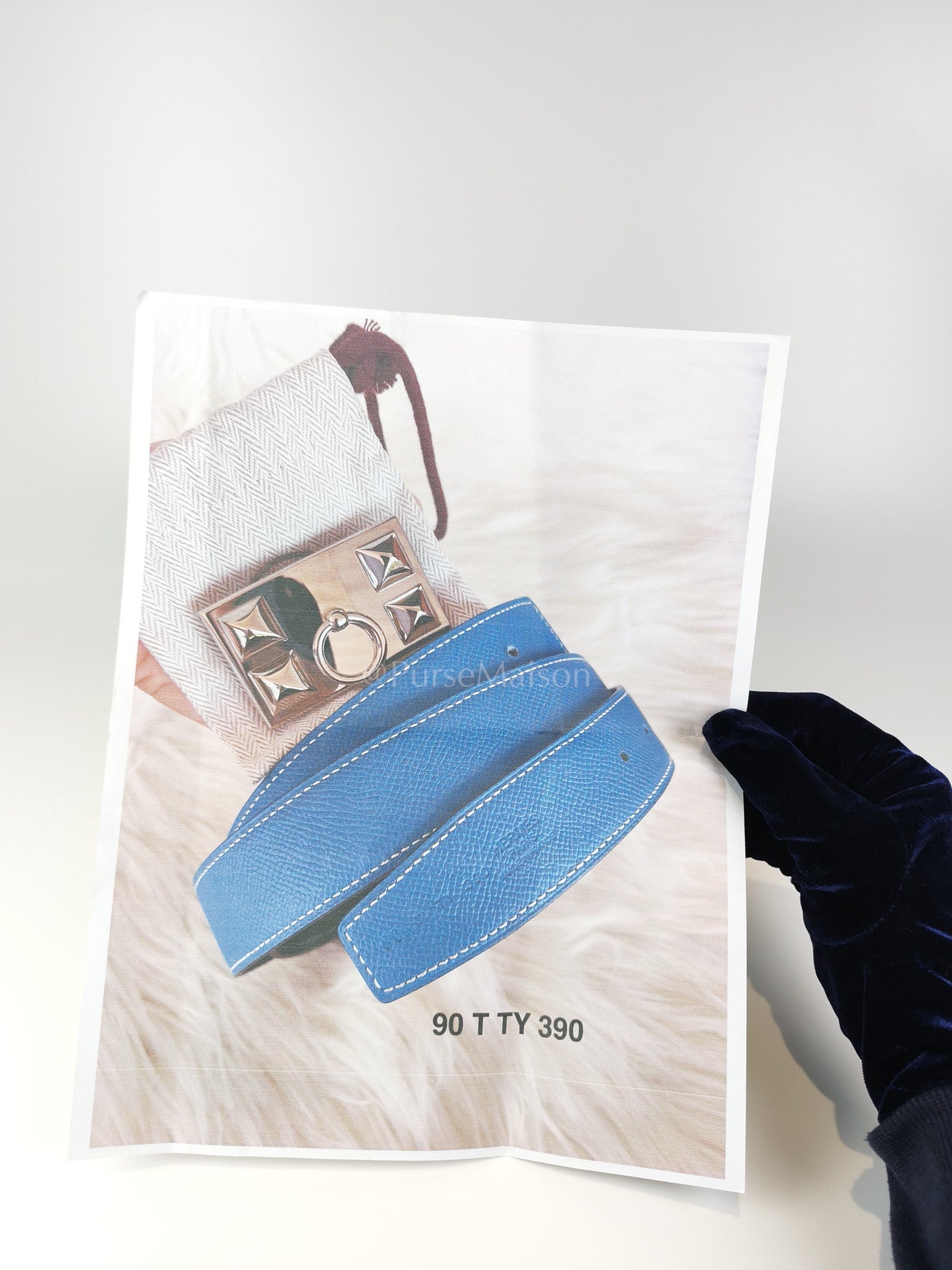 Collier de Chien (CDG) Belt In Blue Jean/Noir and Palladium Hardware Reversible Belt Size 90 Stamp T (2015) | Purse Maison Luxury Bags Shop