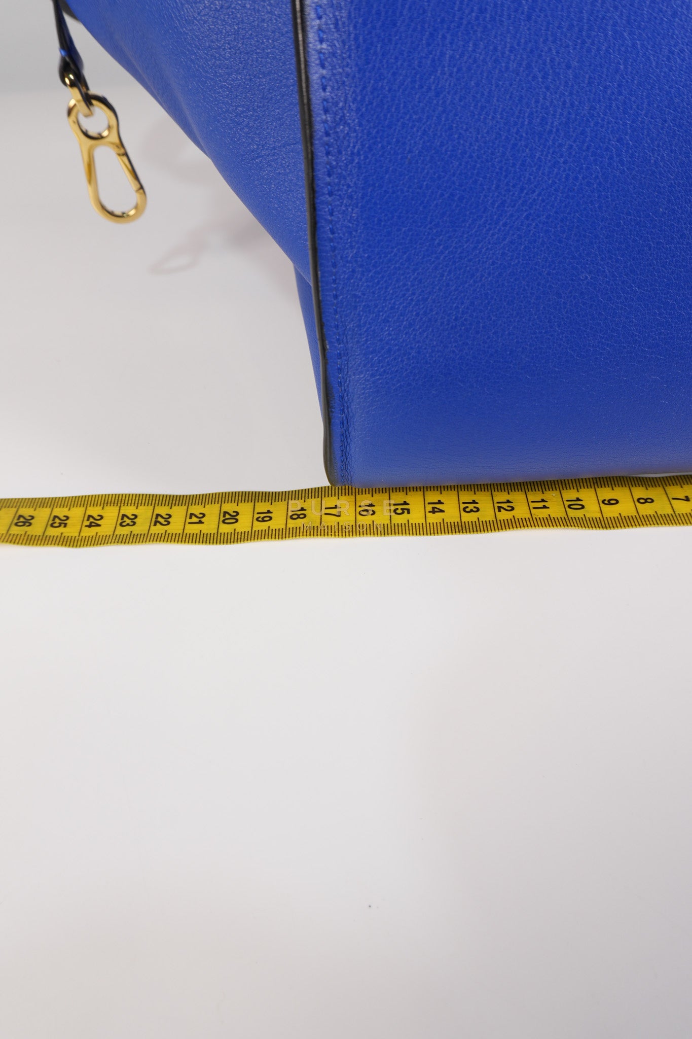 Compact Hammock Bag Large in Blue Calfskin Leather Gold Hardware | Purse Maison Luxury Bags Shop