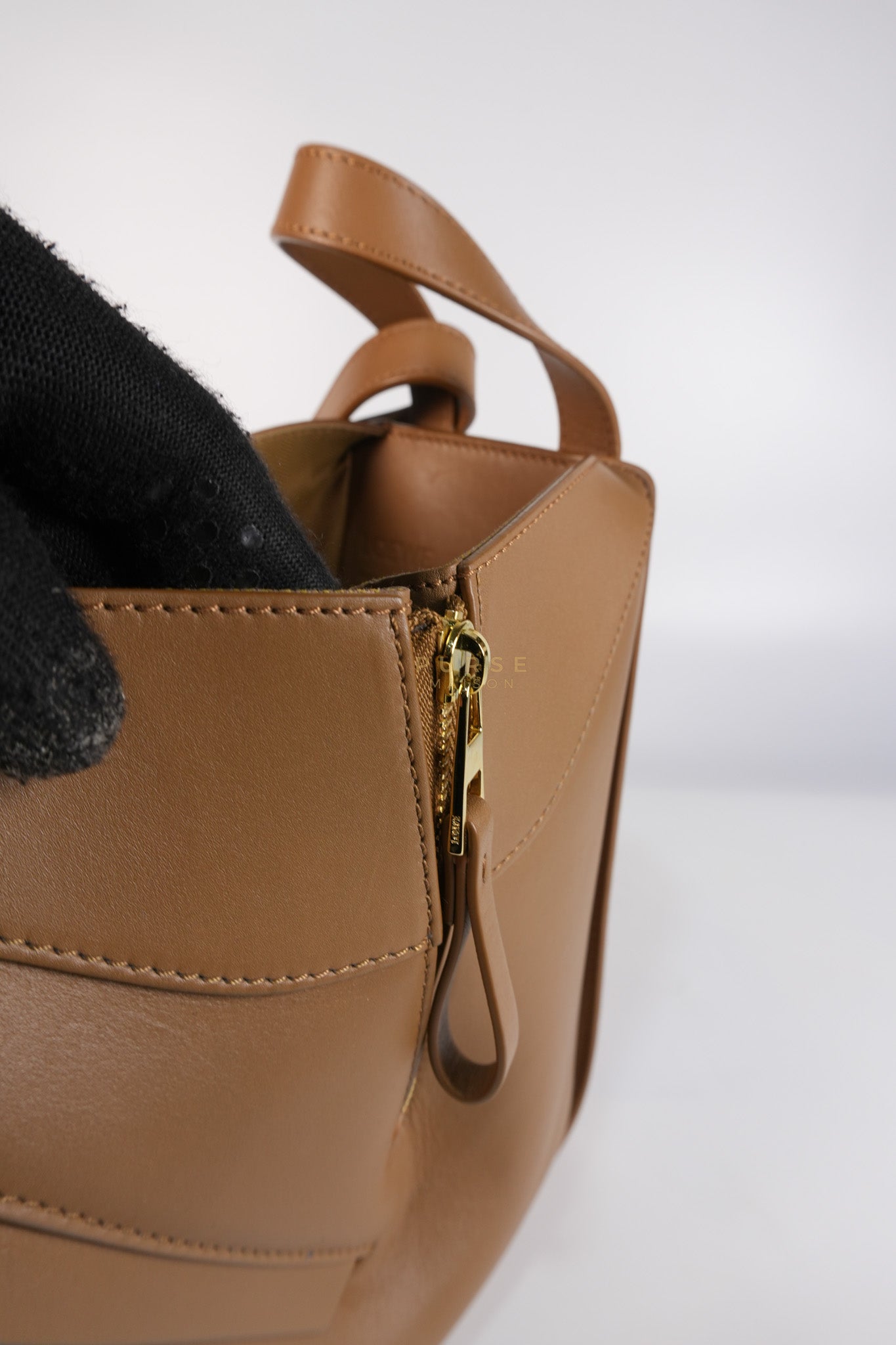 Compact Hammock in Tan Satin Calfskin Leather Shoulder Bag | Purse Maison Luxury Bags Shop